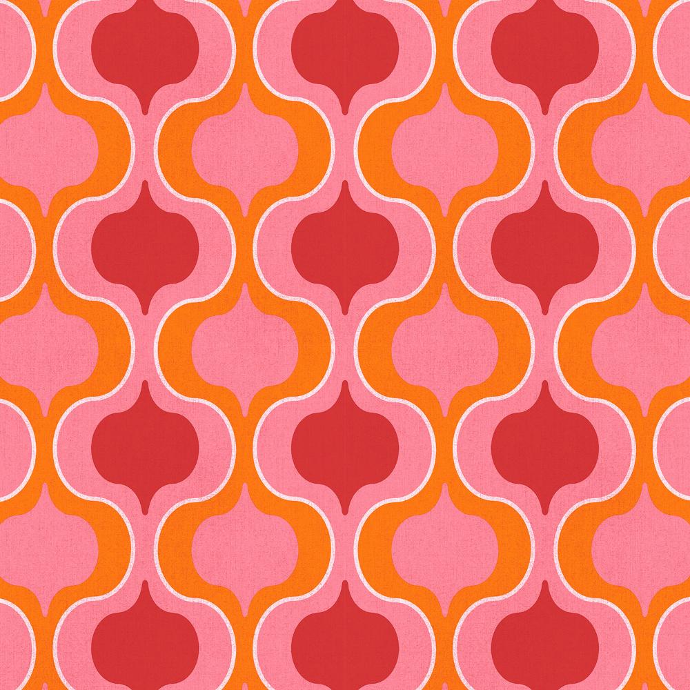 Patton Wallcoverings JJ38042 Rewind Squeeze In Hot Pink, Red And Orange Wallpaper